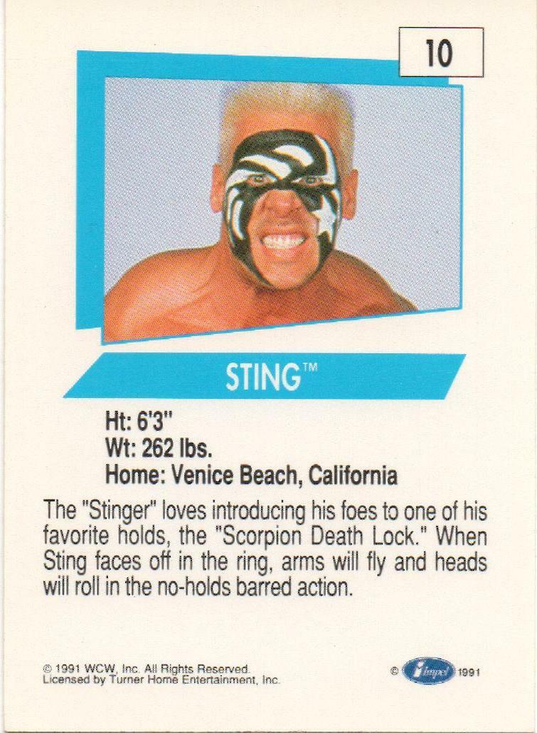 Sting WCW Wrestling Trading Card Impel 1991 Wrestler Raw HOF WWE