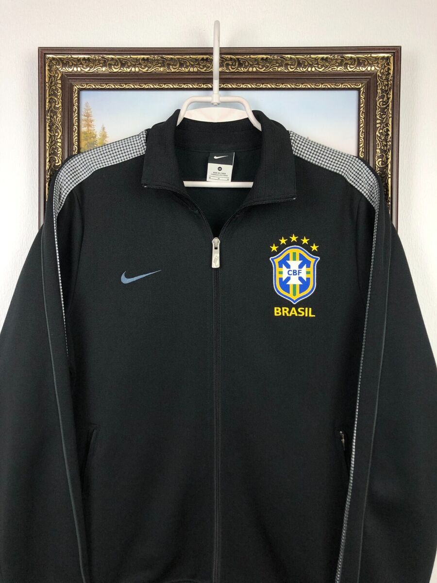 Nike Brazil Track Jacket Mens Med Full Zip Blue Soccer