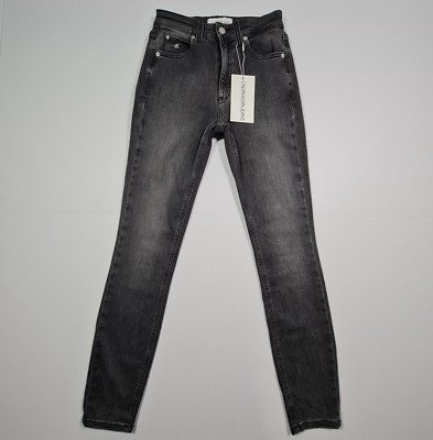 Calvin Klein Damen Jeans Grau W26 L30 High Rise Skinny Fit Stretch Denim