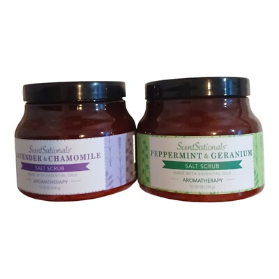 Lot of 2 - ScentSationals Aromatherapy Relaxing Sea Salt Body Scrubs 2 Scents 
