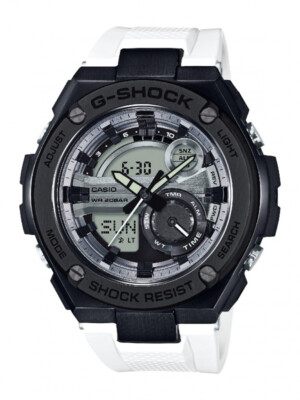 Casio G-Shock Layer GuardStructureWhite Resin Band Black Face Analog GST-210B-7A