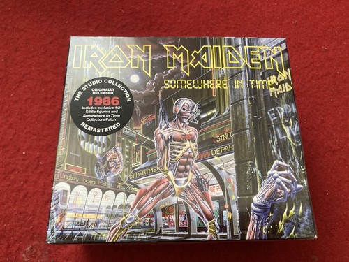 IRON MAIDEN SOMEWHERE IN TIME RARE CD BOX SET WITH FIGURINE PATCH MINT SEALED