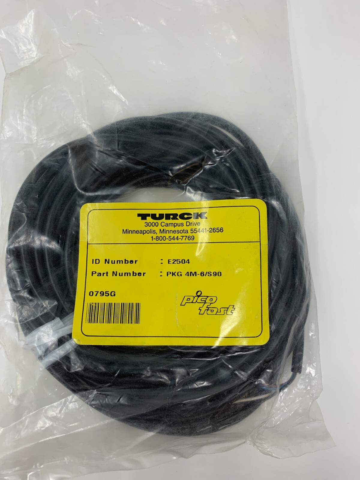 Turck PKG 4M-6/S90 E2504 Cable Cordset 6M M8 PicoFast Straight Female ...