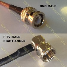 USA-CA RG142 BNC MALE to F MALE ANGLE Coaxial RF Pigtail Cable