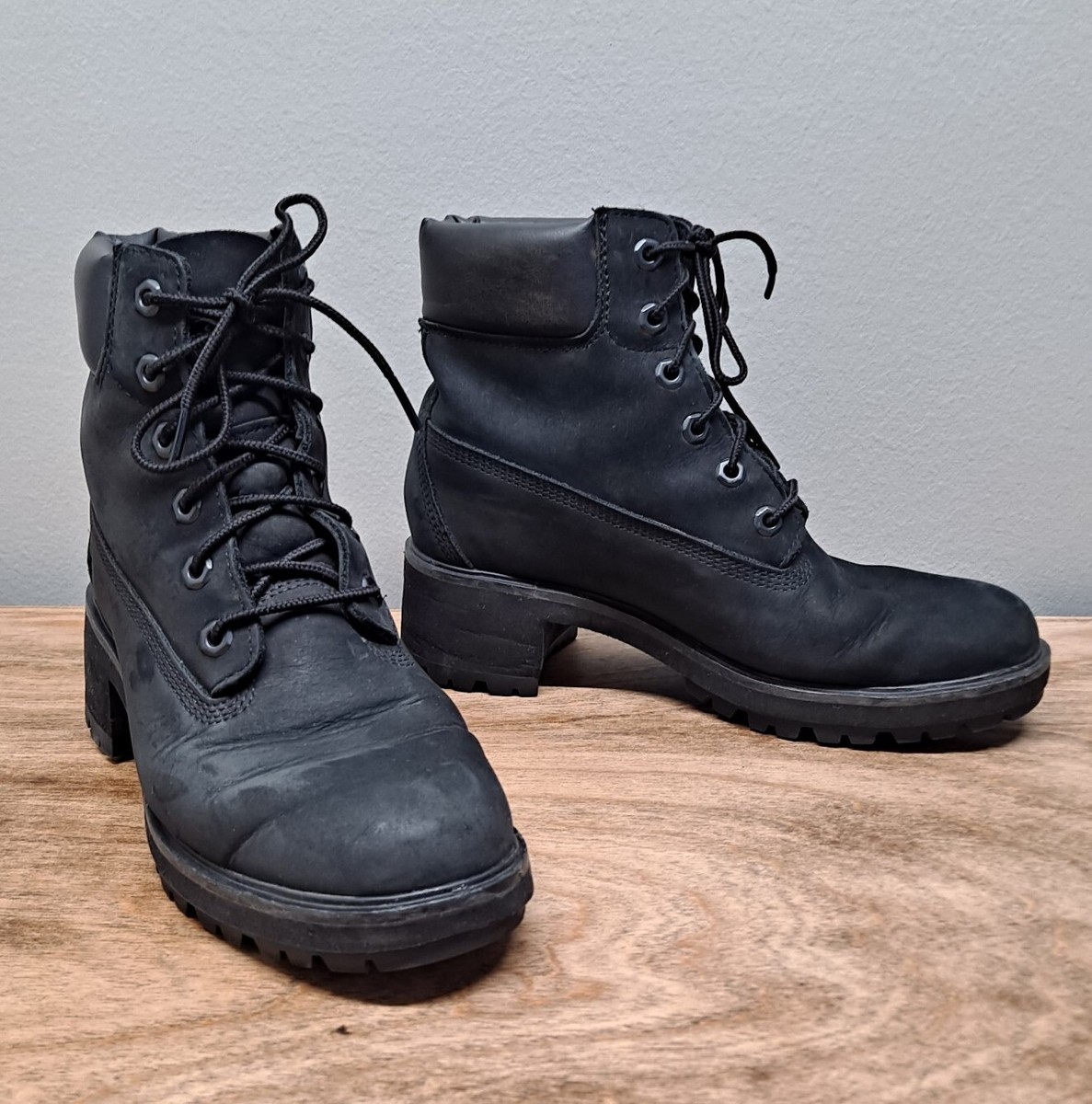 Timberland Kinsley Size 9.5 Black Nubuck Waterproof Block Heel 6