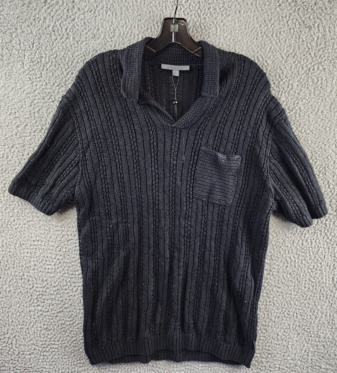 John Varvatos Odin Textured Short Sleeve Polo Sweater Men's