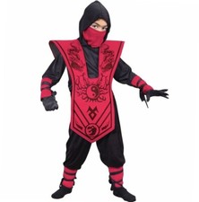 Complete Ninja Lord Red Size 7-8 New Medium child Costume Fun World
