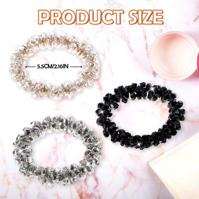 3 PCS Rhinestone Hair Ties Pearl Scrunchies Elastic Crystal  display picture 3