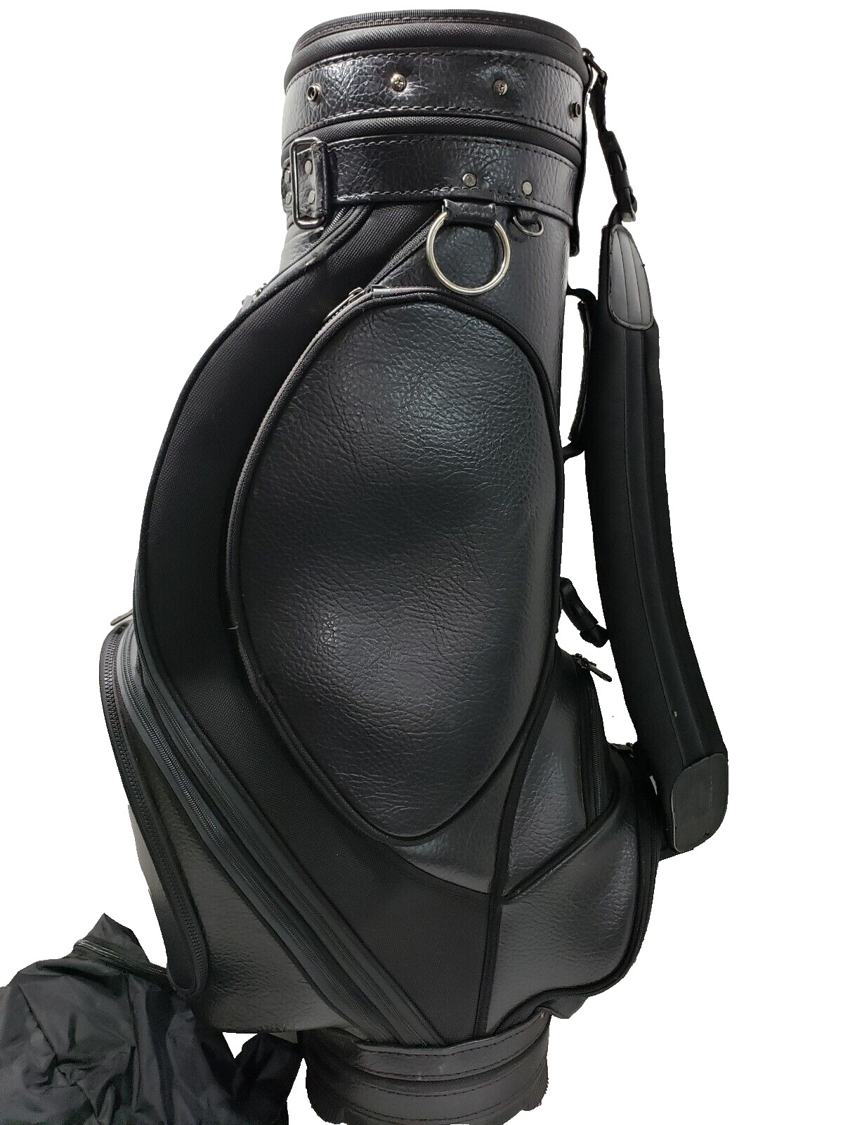 Black Faux Leather And Rain Hood