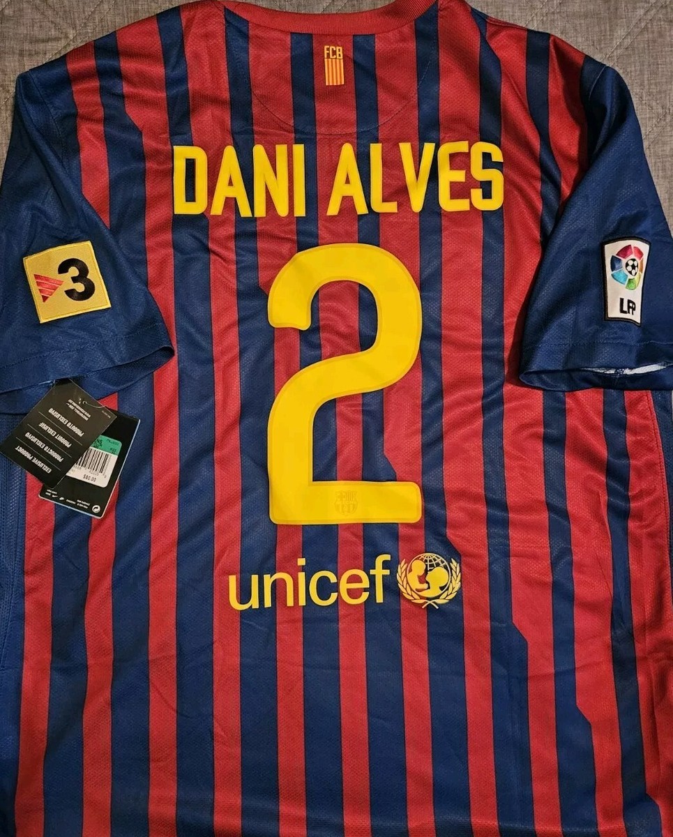 正規品DANI ALVES サッカーシャツ バルセロナ Authentic Dani Alves Fc Barcelona 2011-2012 Nike Soccer