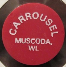 Vintage Carrousel Muscoda, WI Red Plastic Trade Token - Wisconsin Wisc.