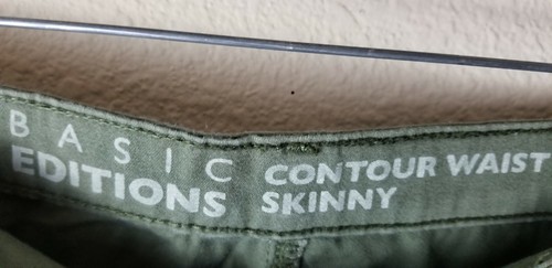 Basic Editions Slim Fit Denim Jeans Size 10 Olive Green Denim - Picture 4 of 4
