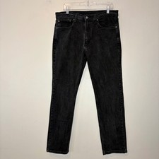Levis 505 Regular Fit Jeans Men 36x32 Meas 36x29 Washed Black Straight Leg Denim