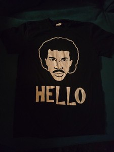 Vintage Lionel Richie Hello Face Graphic T-Shirt Black Size M Concert Tour