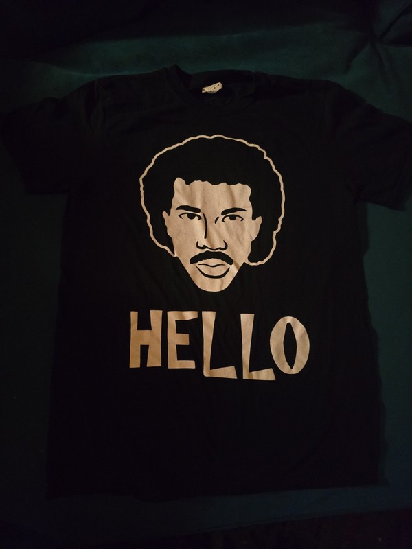 Vintage Lionel Richie Hello Face Graphic T-Shirt Black Size M Concert Tour