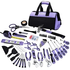 Purple Tool Set,223-Piece Tool Sets for Women,Tool Kit with 13-Inch Wide Mout...