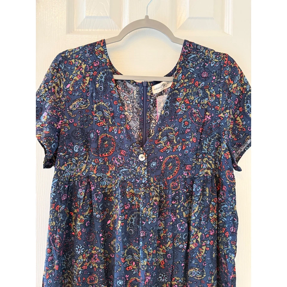 Vestido Mono Natural Life Boho Floral Pierna Ancha Azul Marino Paisley Nuevo con Etiquetas Talla Mediana Foto 3 de 4