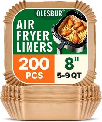 OLESBUR Air Fryer Liners Disposable, 200Pcs 8 Inch Airfryer Paper Liners, Unb...