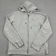 Criquet Hoodie Men Medium Gray Heather Full Zip Pockets Logo Knit Cotton M