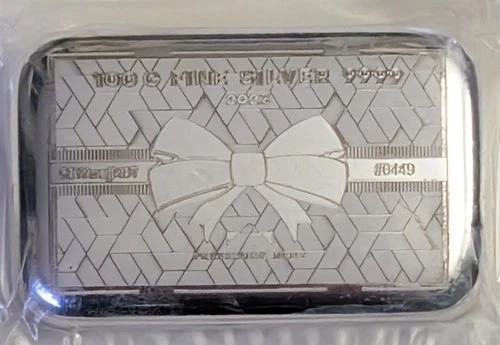 2023 PRESSBURG MINT GIFT BAR 100 GRAM SILVER BAR SKU 0449