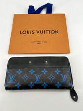 Portefeuille Louis Vuitton Zippy en toile monogram noir et bleu