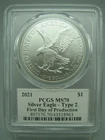 2021 American Silver Eagle Type 2 PCGS MS 70 Emily S. Damstra Signed