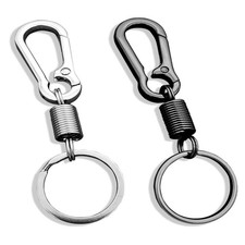 BrainKer 2 Pcs Zinc Keychain Medium Silver black steel, Silvery  Black Steel