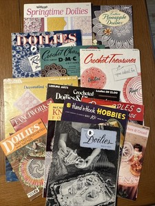 Large Lot Vintage Crochet Doily Pattern Books 1943-1989