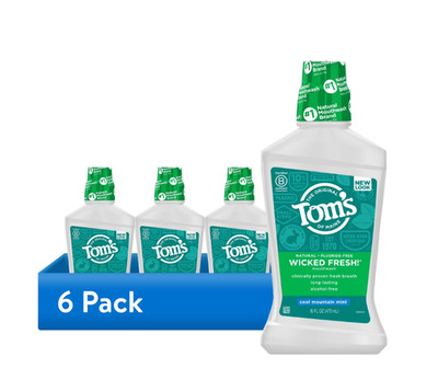 Tom's of Maine Natural Wicked Fresh Alcohol-Free Mouthwash, 16 oz ( 6 PACK )