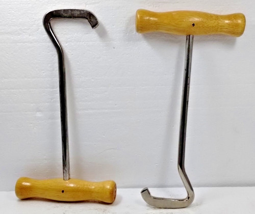 Metal Boot Hooks 7 1/2"  Wooden Handle One Pair For Riding Boots