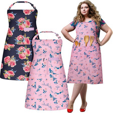 2 Pack plus Size Floral Aprons Women Adjustable Vintage Kitchen Chef