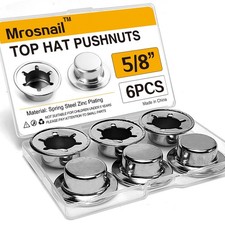 6PCS 5/8” Push Nuts Axle Cap, on Pushnut Spring Steel Permanent Silver 