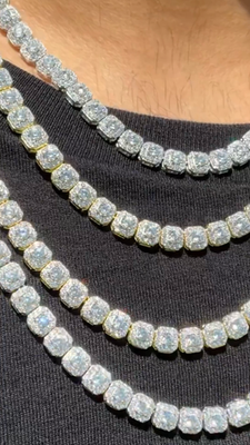 Hip Hop Iced Out 6mm Cubic Zirconia Ice Cube Tennis Chain/925