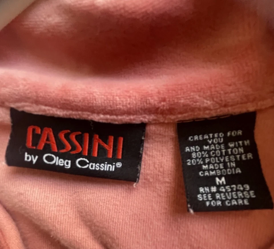 Conjunto de traje de chándal vintage Oleg Cassini de terciopelo de 2 piezas M pantalones con cordón tirar en la parte superior Foto 3 de 4