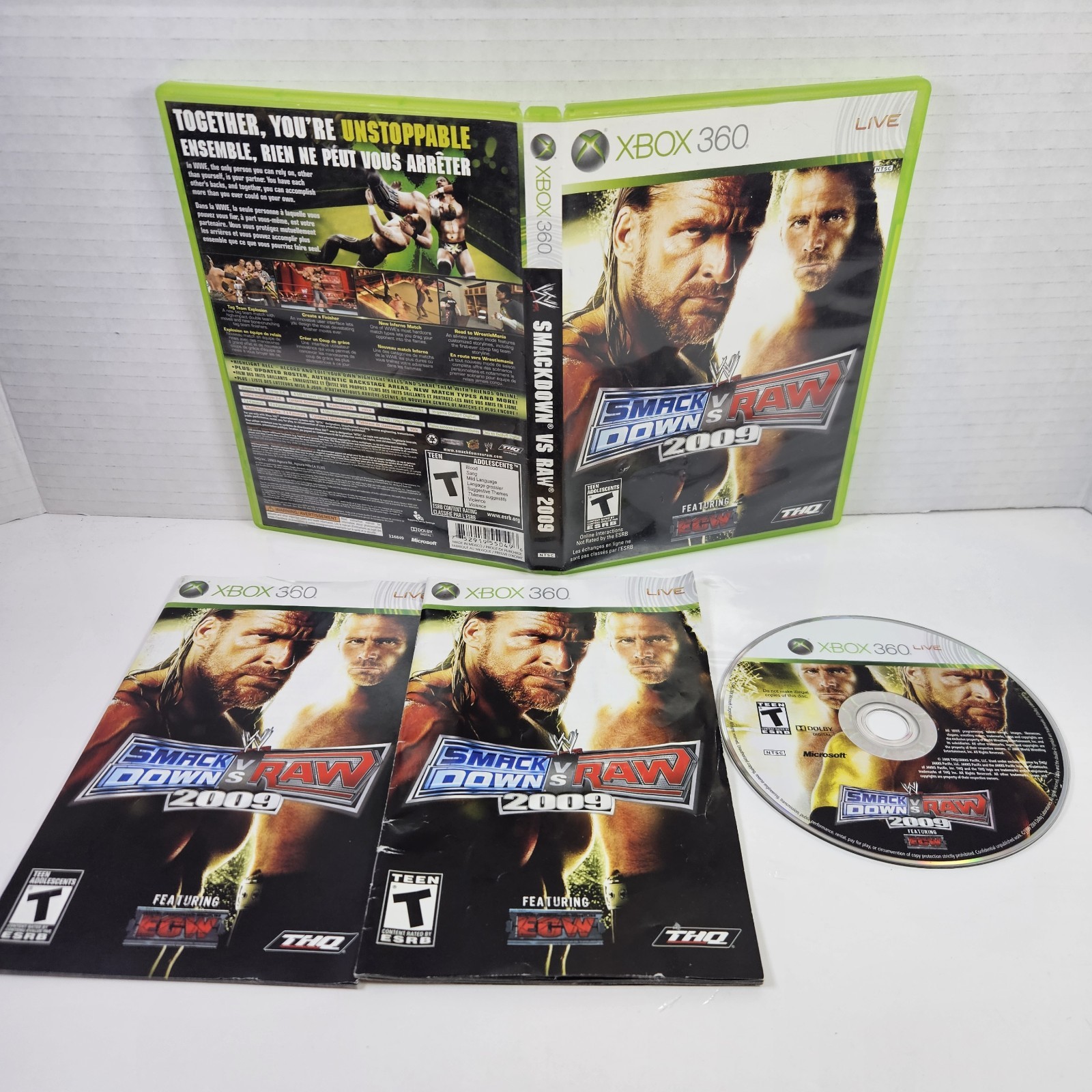 WWE Smackdown Vs. Raw 2009 (Microsoft Xbox 360, 2008) Complete CIB