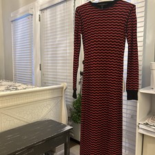 Marc Jacob’s Black And Red Long Stripe 100 Percent Wool Dress Size Xs