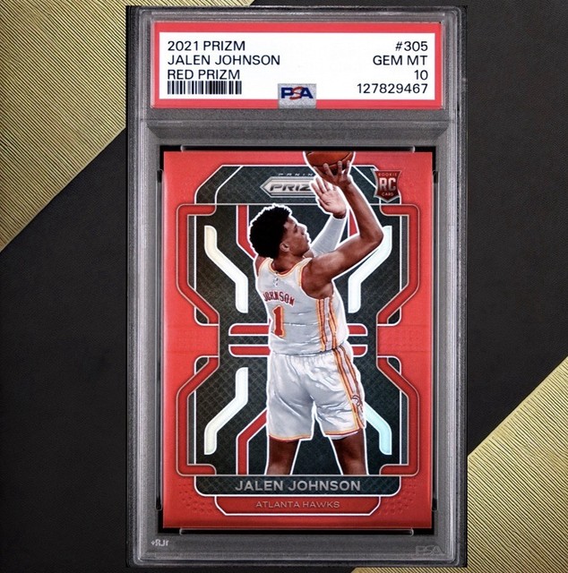 2021 Prizm Jalen Johnson #305 Red Prizm Rookie /299 (RC) PSA 10 Atlanta Hawks 📈