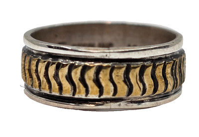 Navajo Signed Sterling Silver & 12k Gold Filled Ring Band Size 7