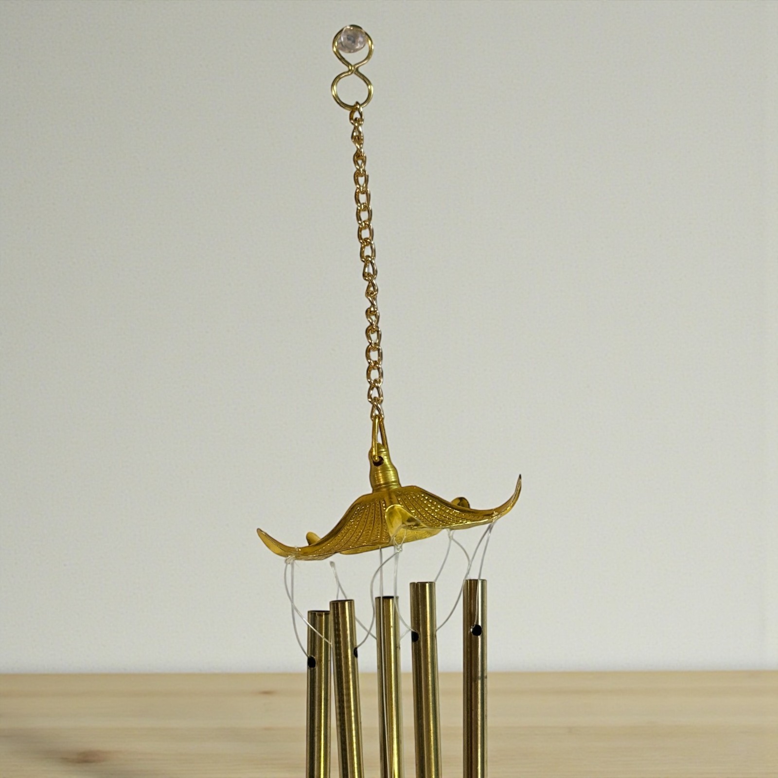 Vintage Brass Wind Chimes Pagoda Style Hong Kong Deadstock Boxed Hanging Decor