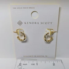 Kendra Scott Mady Huggie Gold Earrings with White CZ
