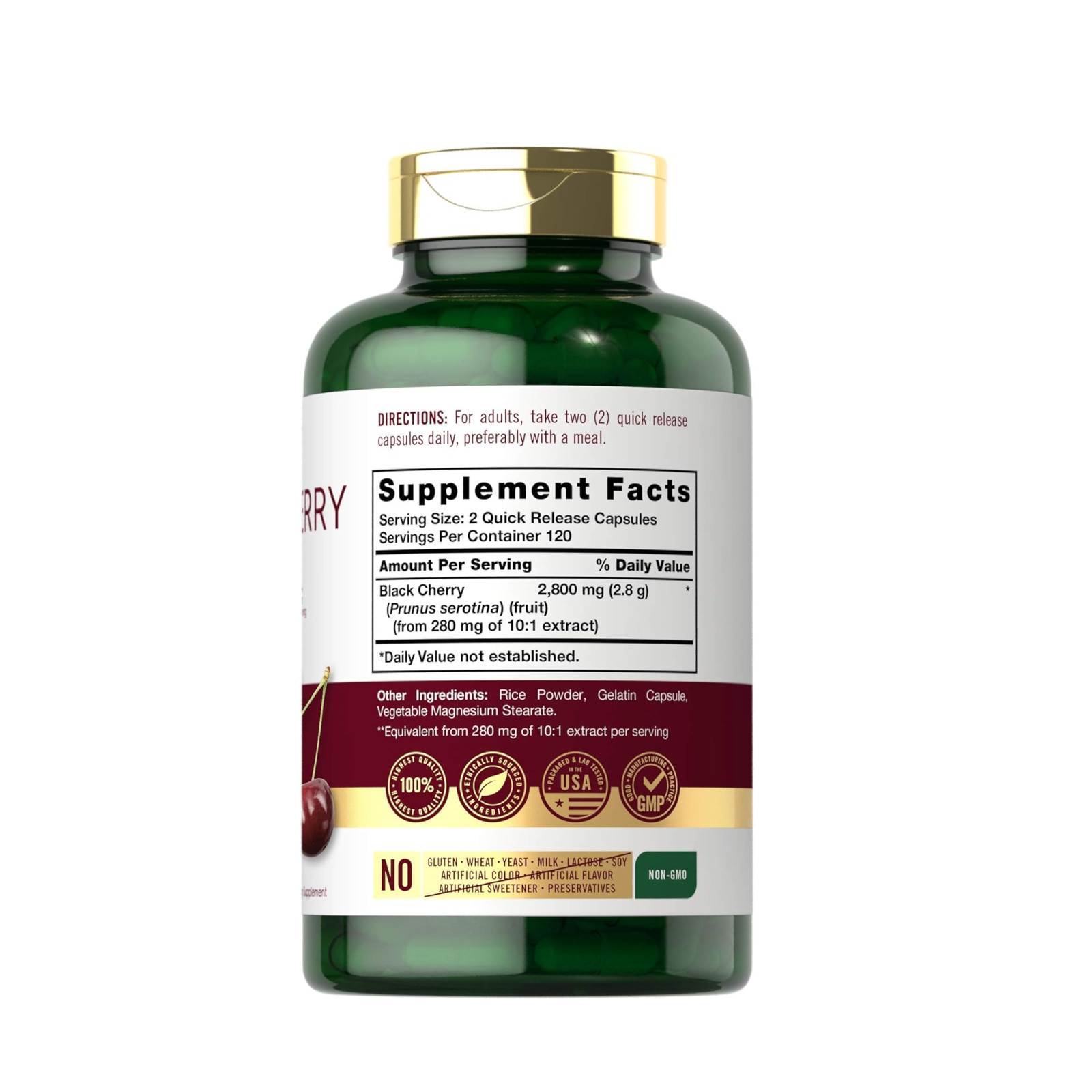 Carlyle Black Cherry Extract Concentrate 2800 mg | 240 Capsules | Non-GMO...