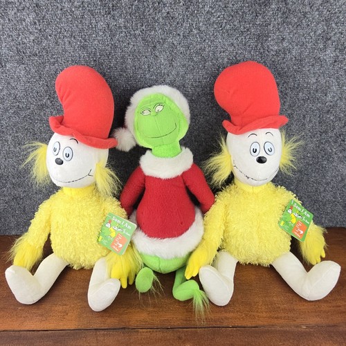 Vintage 1998 Hallmark Grinch & 2 Sam I Am Plush 18" Dr. Seuss Kohl's Cares Tags - Picture 1 of 5