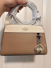 Kate Spade New York Madison Colorblock Satchel Bag Charm Beige Ivory