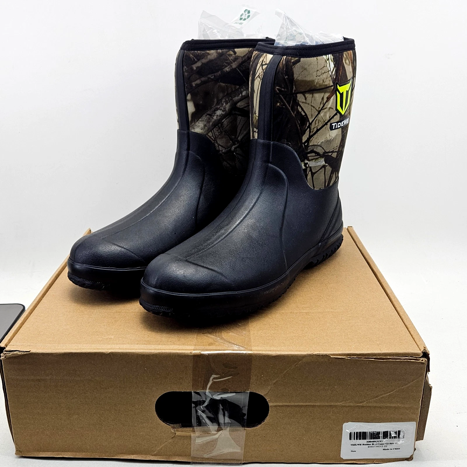 TIDEWE Hunt Work Boot Men sz 12 5.5mm Insulated Mud Steel Shank Mid Calf Swamp
