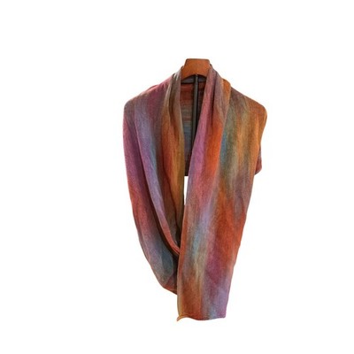 Multicolor Space Dye Knit Infinity Wrap shirt Orange Purple Blue Lightweight Art