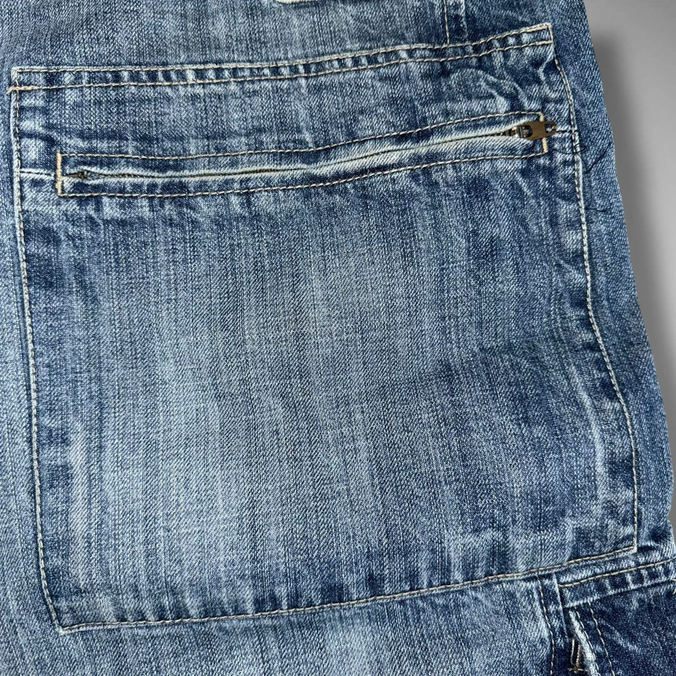 Pantalones Cortos Marithe Francois Girbaud Para Hombres 42x15 Azul Denim Carga Sueltos Y2K De Colección Foto 4 de 4