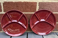 Set Of 2  Winterling Feinkeramik Germany Gepruft  Sectioned Dinner red Plates