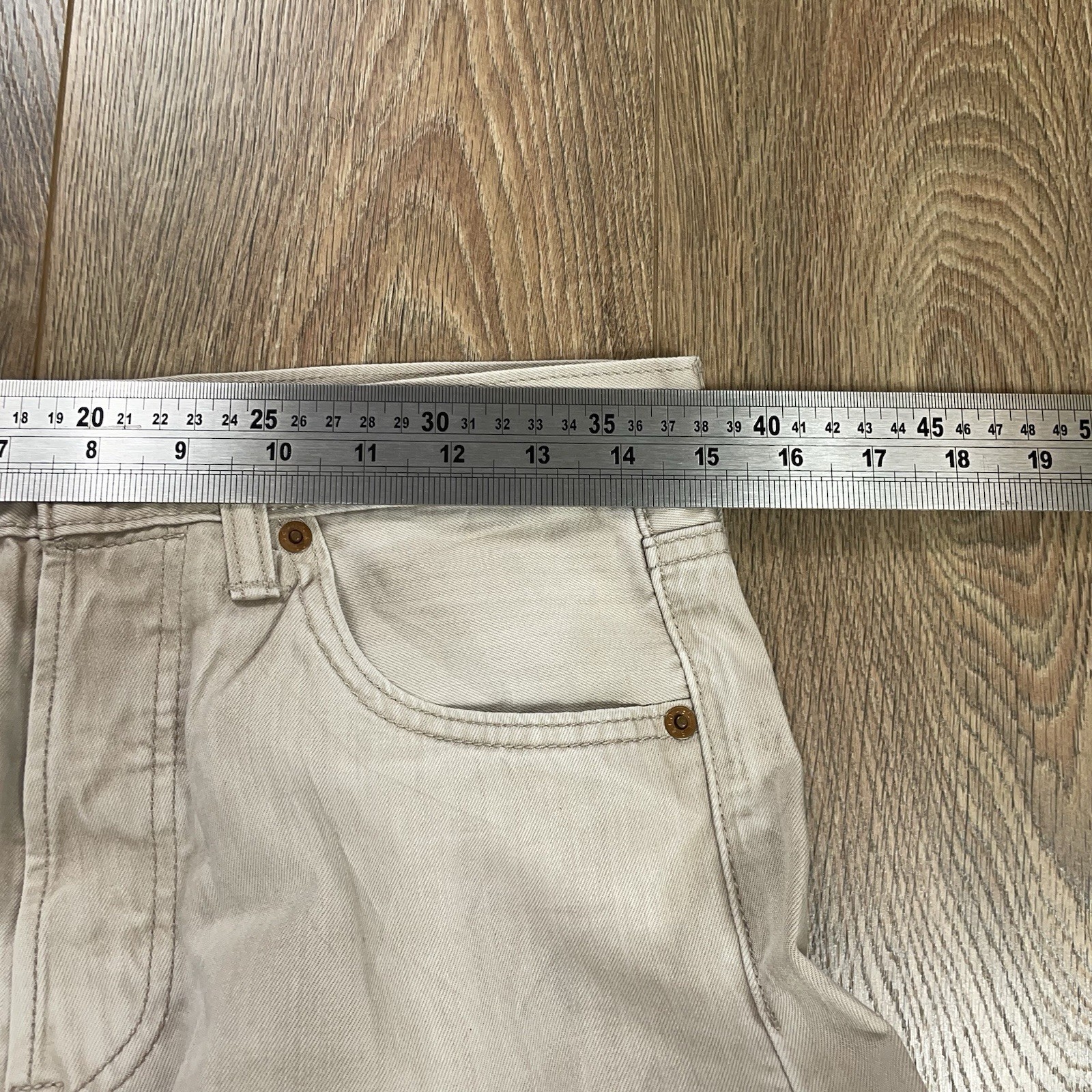 Levi's 501 Jeans Mens 30 Waist Straight 30W 34L Off White Denim Cotton Button thumbnail 5