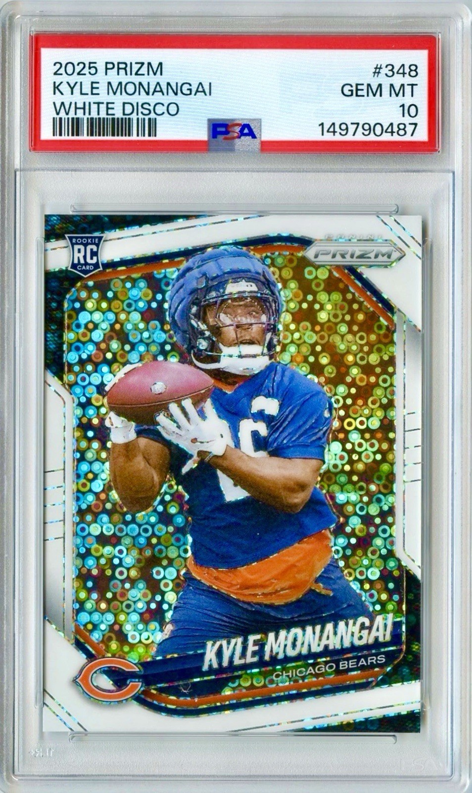 2025 Panini Prizm Kyle Monangai WHITE DISCO PRIZM Rookie RC #348 PSA 10 POP 3