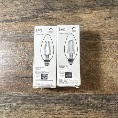 LED Candelabra Bulb C35/B11 6W 3000K Soft White   E12 Base   2 Pack